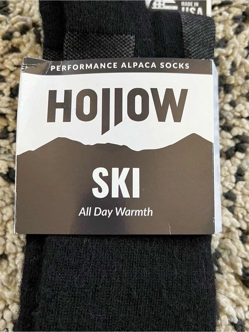 Hollow Alpaca Ski Socks All Day Warmth Black Size XL